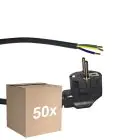 Mehrfachpackung 50x Noxion Power Versorgungskabel Schwarz - Schuko Europlug + Offene Enden - 5m - 3 pole 0,75mm2